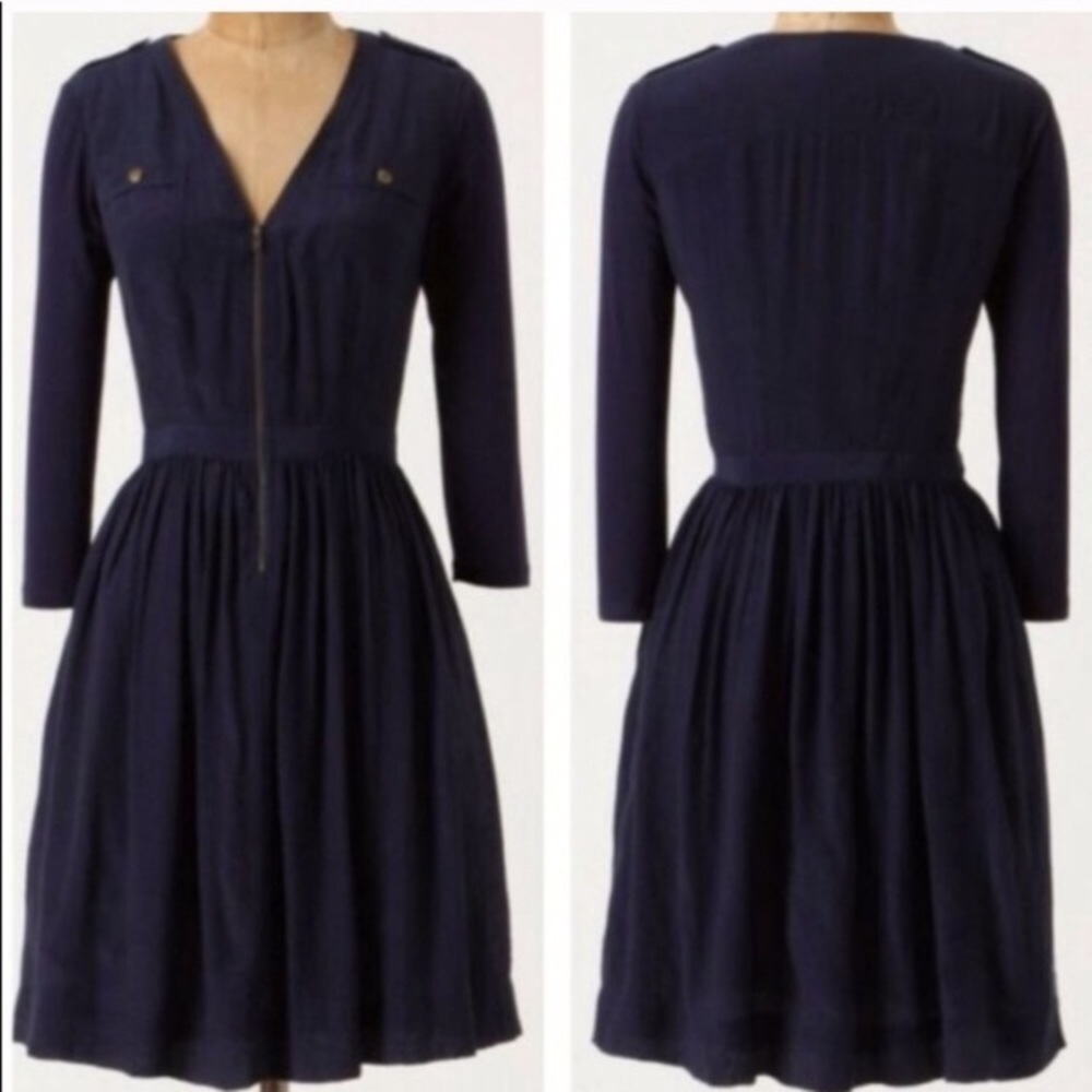 Anthropologie Parameter Dress. Navy sheen fabric.